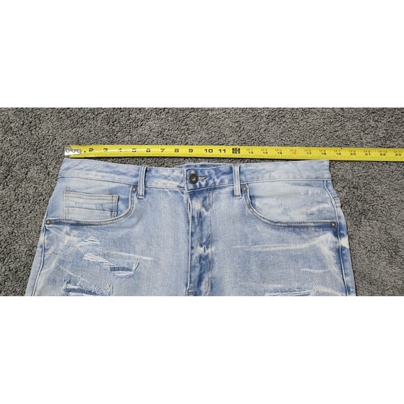 Smoke Rise Jeans Mens 36x32 Blue Distressed Ripped Light Wash Denim Streetwear - Picture 6 of 13